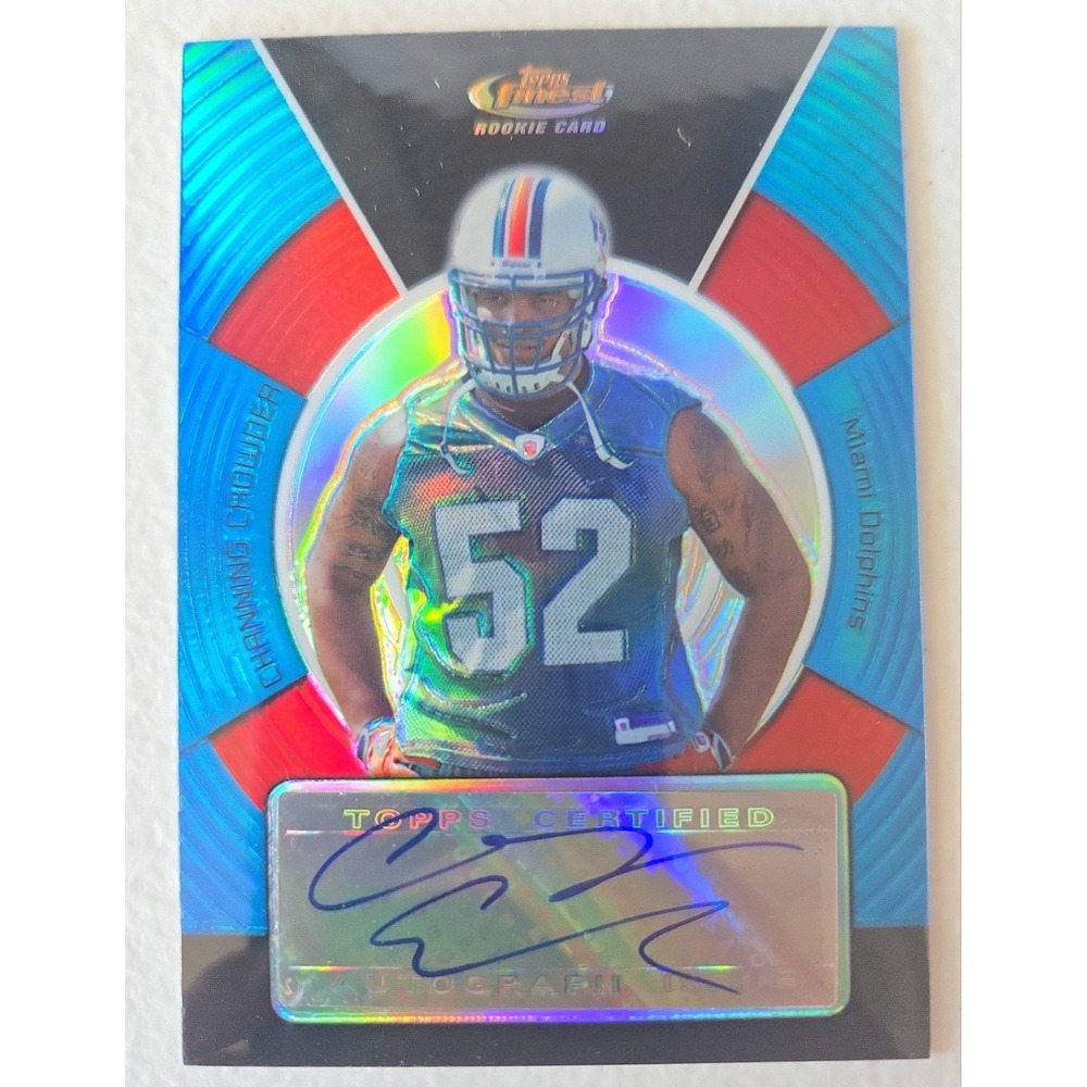 Channing Crowder 2005 Topps Finest Rookie Auto Blue Refractor /299 Dolphins